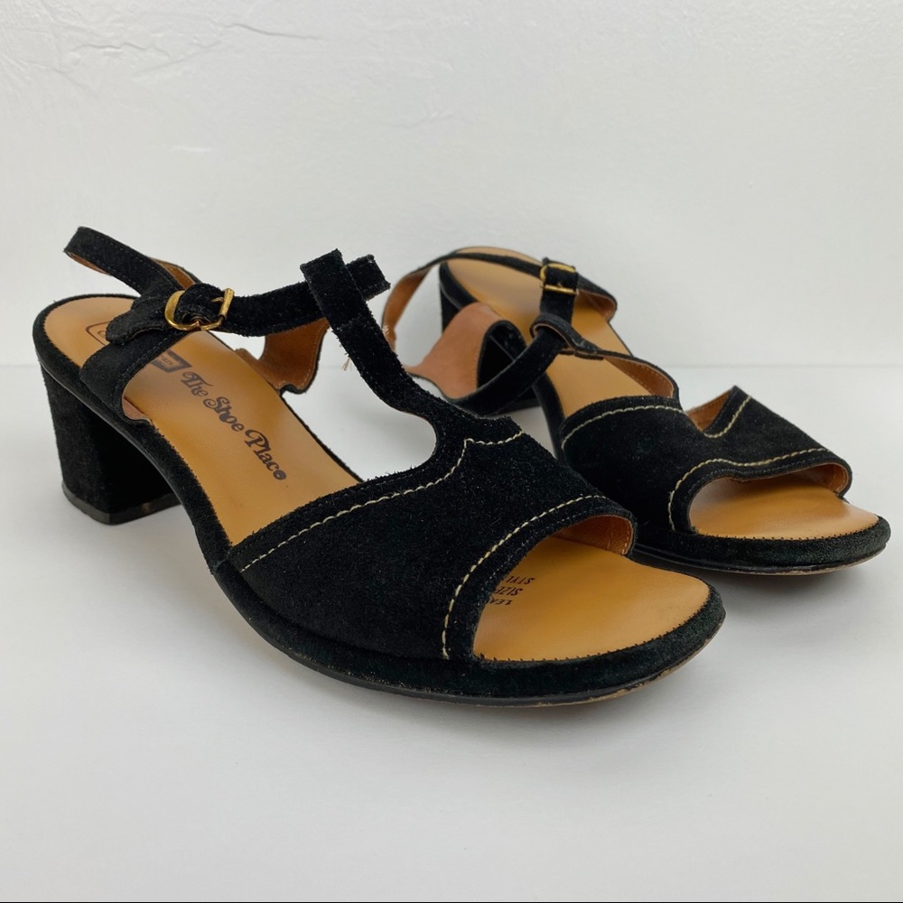 Black Vintage Heel with Square Open Toe
